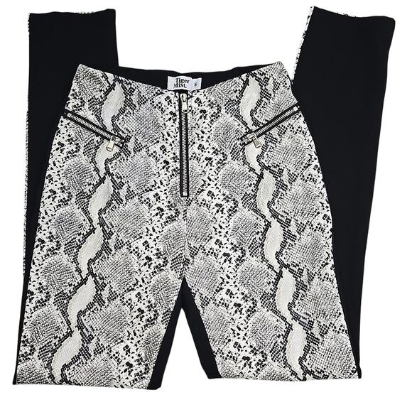 Tiger Mist. White Snake Print Zipper Accent Ponte Knit Contrast Pants Size Small - Picture 1 of 8